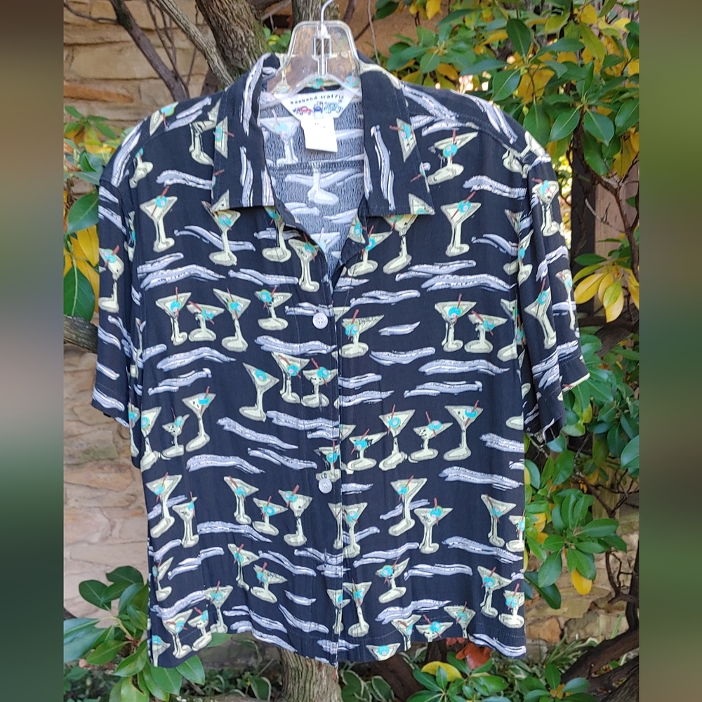 martini print short-sleeved blouse - medium